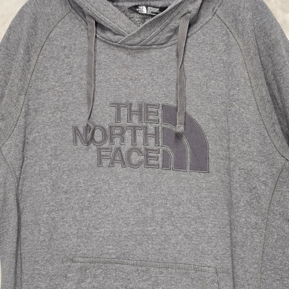 The North Face Mens Gray Embroidered Hoodie Logo‎ Raglan Sleeve Fleece Size M